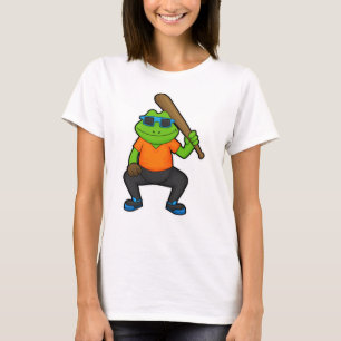 Frosch auf Baseball mit Baseballschläger und Sonne T-Shirt