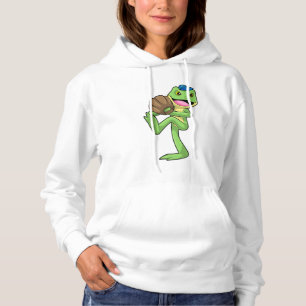 Frosch auf Baseball mit Handschuhen Hoodie