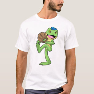Frosch auf Baseball mit Handschuhen T-Shirt