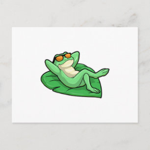 Frosch auf Blatt mit Sonnenbrille Postkarte