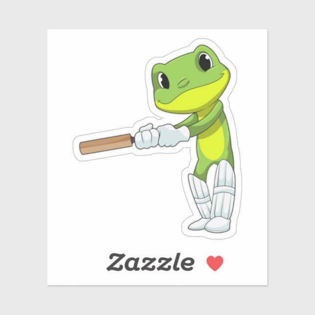 Frosch auf Cricket mit Cricket-Fledermaus Aufkleber (Blatt)