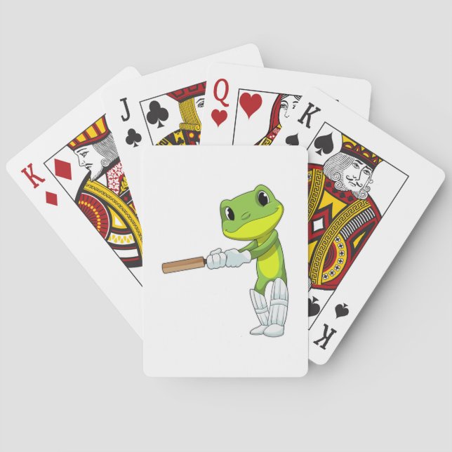 Frosch auf Cricket mit Cricket-Fledermaus Spielkarten (Rückseite)