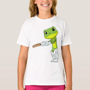 Frosch auf Cricket mit Cricket-Fledermaus T-Shirt