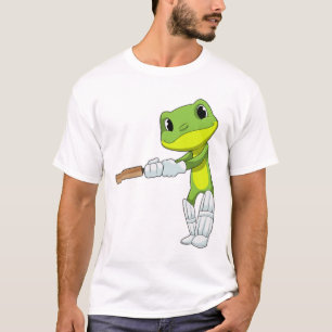 Frosch auf Cricket mit Cricket-Fledermaus T-Shirt