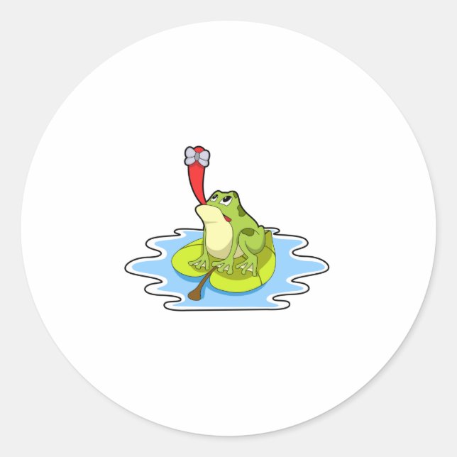 Frosch auf dem Leaf mit Insekt Runder Aufkleber (Vorderseite)