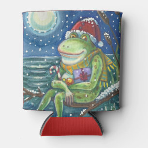 FROSCH AUF EINEM HOLZKLOTZ, WEIHNACHTSPARTY SANTA  DOSENKÜHLER