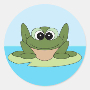 Frosch auf einem Lilien-Auflage-Aufkleber Runder Aufkleber