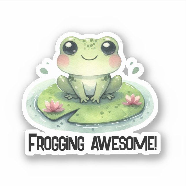 Frosch auf einem Lilypad-Aufkleber Aufkleber (Vorderseite)