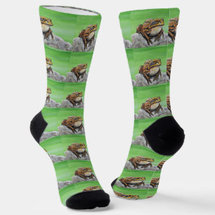 Frosch auf einem Rockgemälde Socken