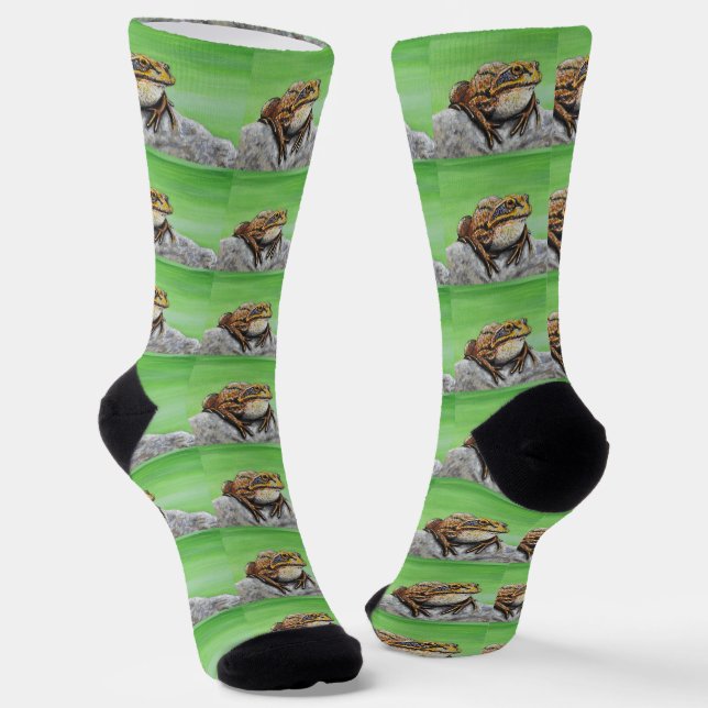 Frosch auf einem Rockgemälde Socken (Gewinkelt)