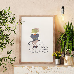 Frosch auf Fahrrad Poster