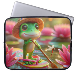 Frosch auf Gedreht Flop in einem Teich Laptopschutzhülle