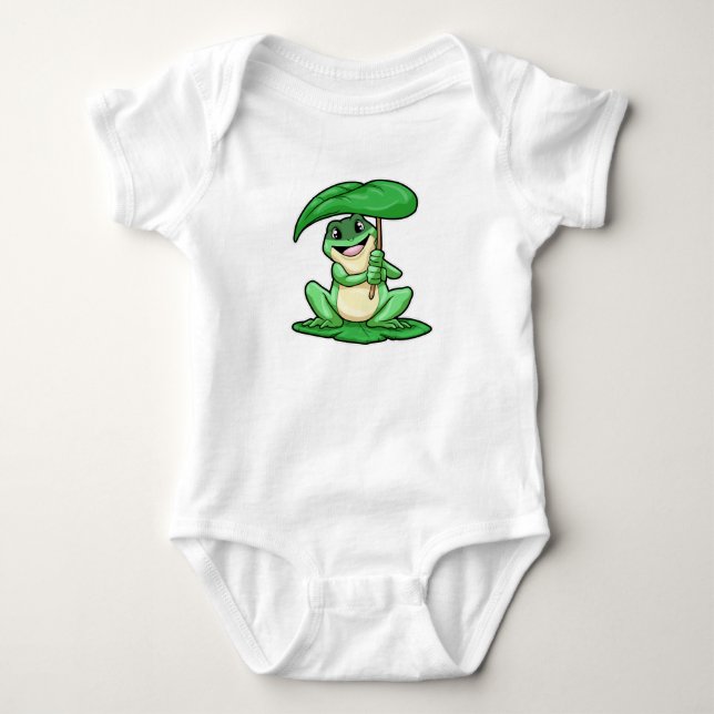 Frosch auf Leaf mit Schirm Baby Strampler (Vorderseite)