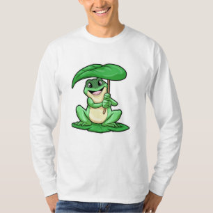 Frosch auf Leaf mit Schirm T-Shirt