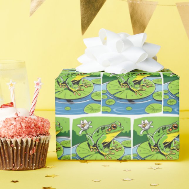 Frosch auf Lily Pad Geschenkpapier (Geburtstagsparty)