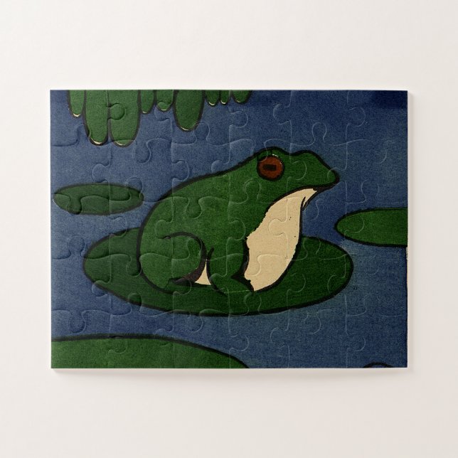 Frosch auf Lily Pad in Pond (Horizontal)
