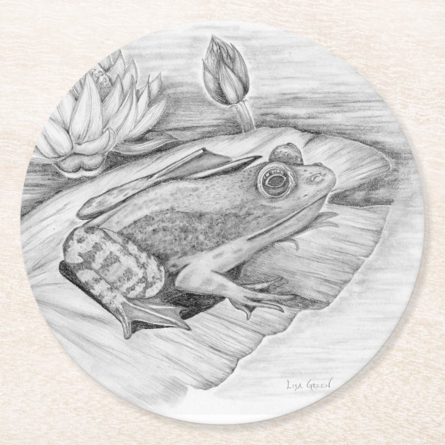 Frosch auf Lily Pad Runder Pappuntersetzer (Vorderseite)