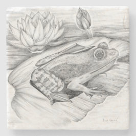 Frosch auf Lily Pad Steinuntersetzer