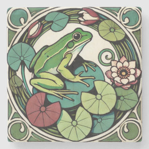 Frosch auf Lilypads Steinuntersetzer