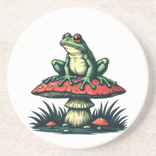 Frosch auf Mushroom Cottagecore Forest Magic Fungi Getränkeuntersetzer
