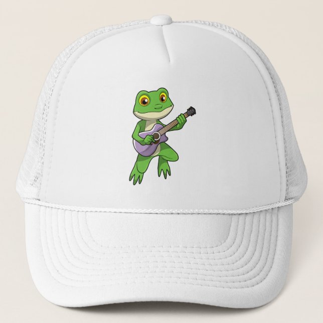 Frosch auf Musik mit Gitarre Truckerkappe (Vorderseite)