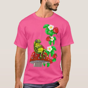 Frosch auf Pilzbeeren Erdbeeren Niedliche Natur Ti T-Shirt