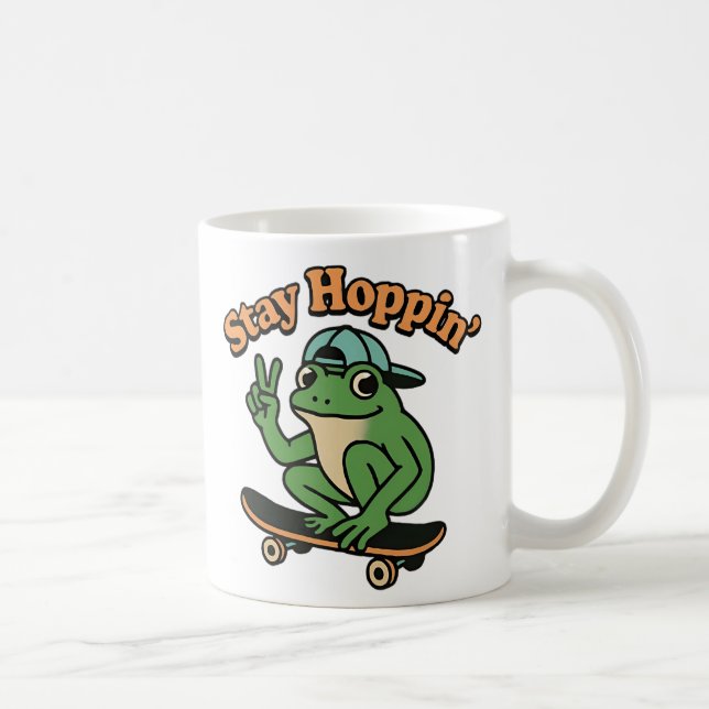 Frosch auf Skateboard Kaffeetasse (Rechts)