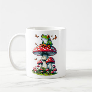 Frosch auf Toadstool - verzauberte Waldszene Kaffeetasse