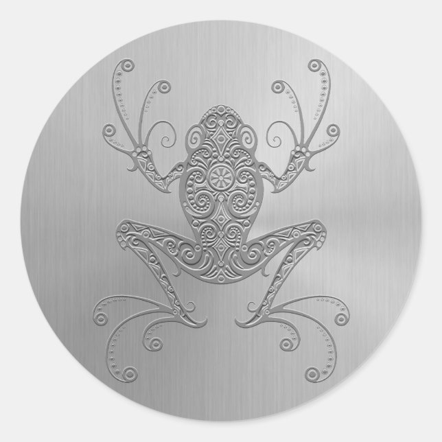 Frosch aus Edelstahl Runder Aufkleber (Vorderseite)