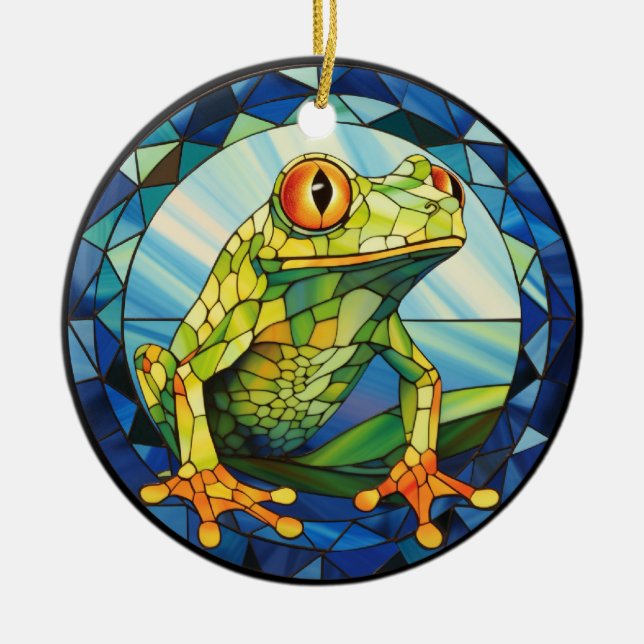 Frosch aus gesüßtem Glas Keramik Ornament (Vorne)