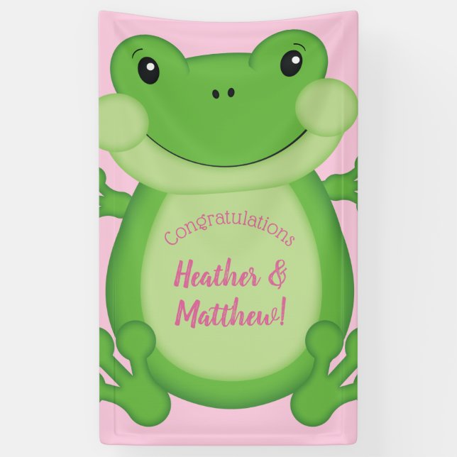 Frosch Baby Dusche Pink Banner (Vertikal)
