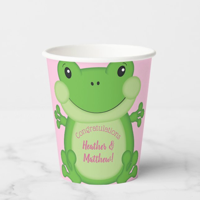 Frosch Baby Dusche Pink Pappbecher (Vorderseite)