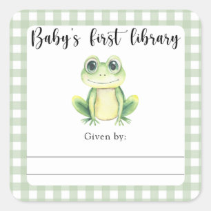 Frosch-Baby-Party-Buchbesitzeretikett - Baby's ers Quadratischer Aufkleber
