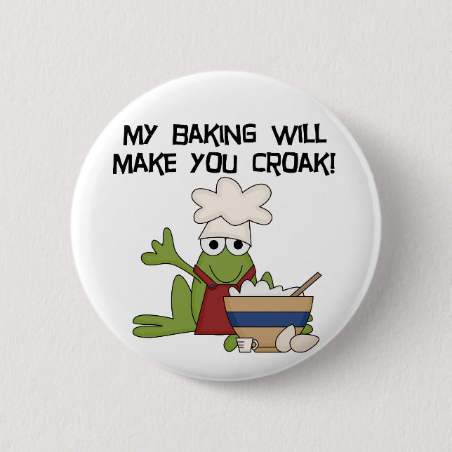 Frosch-Bäcker-T-Shirts und Geschenke Button (Vorderseite)