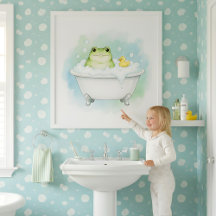 Frosch-Badezeit-Spaß Kinder-Badezimmer-Wandkunst