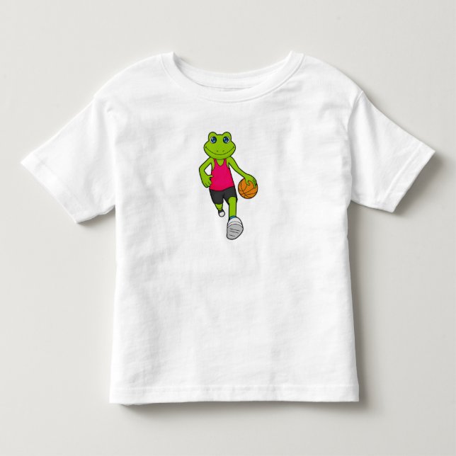 Frosch Basketball-Spieler Basketball Kleinkind T-shirt (Vorderseite)