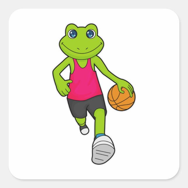 Frosch Basketball-Spieler Basketball Quadratischer Aufkleber (Vorderseite)