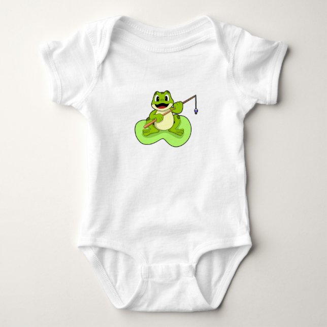 Frosch beim Angeln mit Angelrute Baby Strampler (Vorderseite)