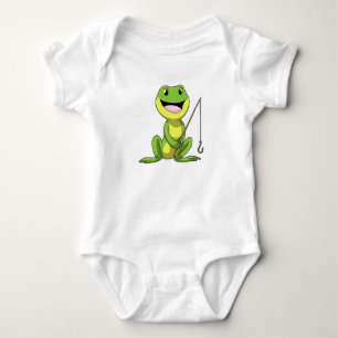 Frosch beim Angeln mit Angelrute Baby Strampler