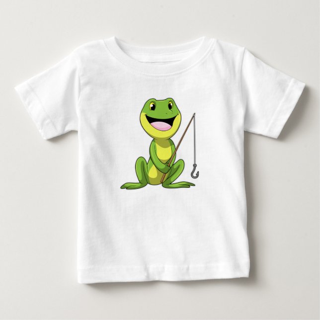 Frosch beim Angeln mit Angelrute Baby T-shirt (Vorderseite)