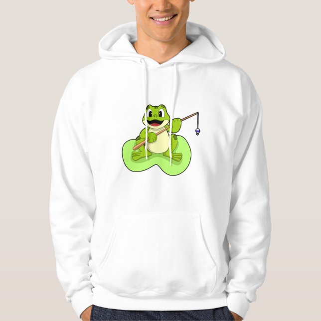 Frosch beim Angeln mit Angelrute Hoodie (Vorderseite)
