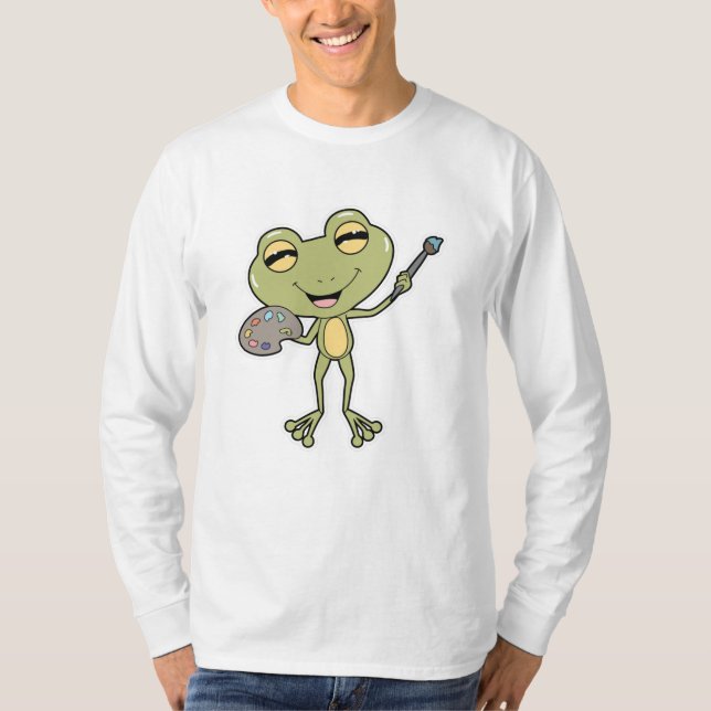 Frosch beim Anmalen mit Pinsel und Farbe T-Shirt (Vorderseite)