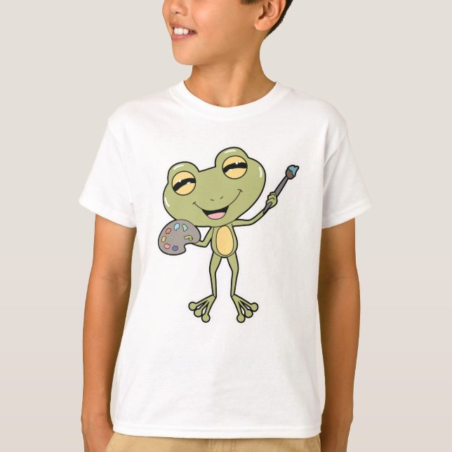 Frosch beim Anmalen mit Pinsel und Farbe T-Shirt (Vorderseite)