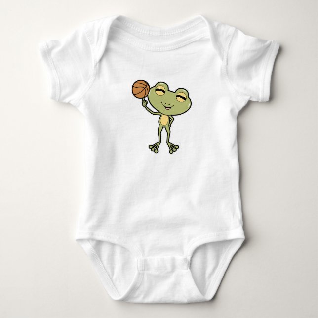 Frosch beim Basketball-Sport Baby Strampler (Vorderseite)