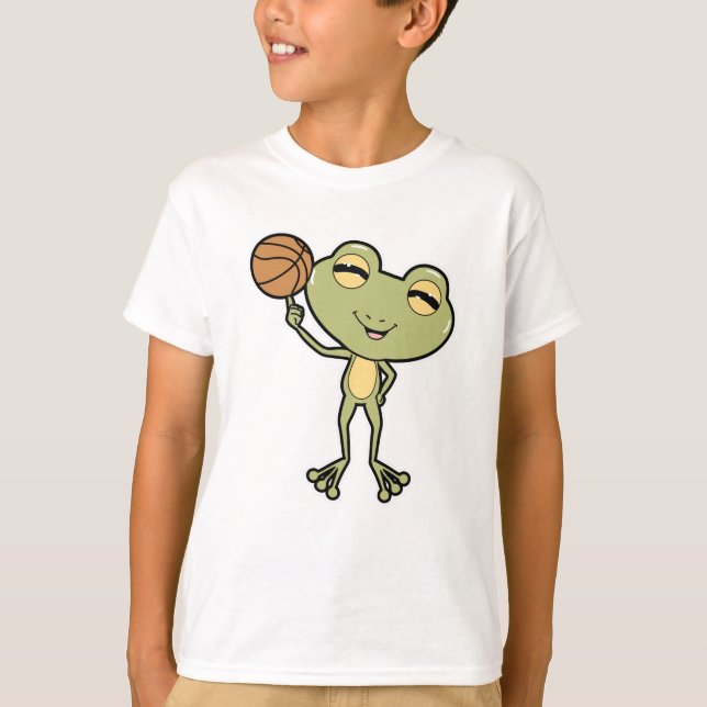 Frosch beim Basketball-Sport T-Shirt (Vorderseite)