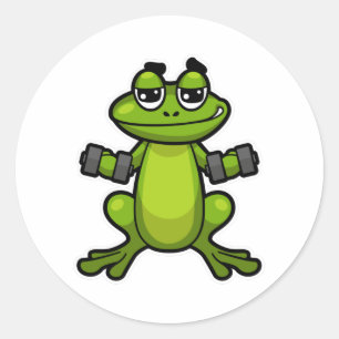 Frosch beim Biceps-Training mit Dumbells Runder Aufkleber