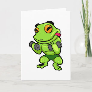 Frosch beim Bizepstraining mit Hanteln Karte