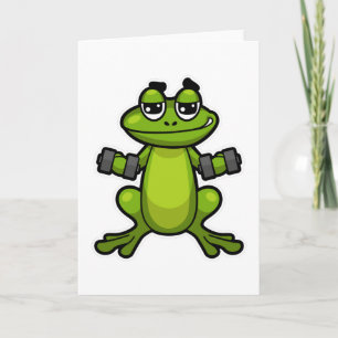 Frosch beim Bizepstraining mit Hanteln Karte
