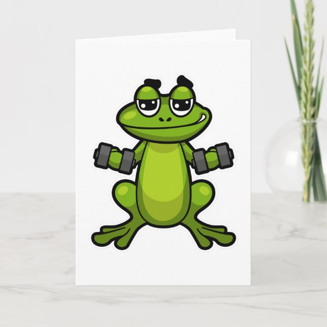 Frosch beim Bizepstraining mit Hanteln Karte (Vorderseite)