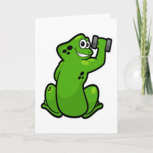 Frosch beim Bodybuilding mit Hantel Karte